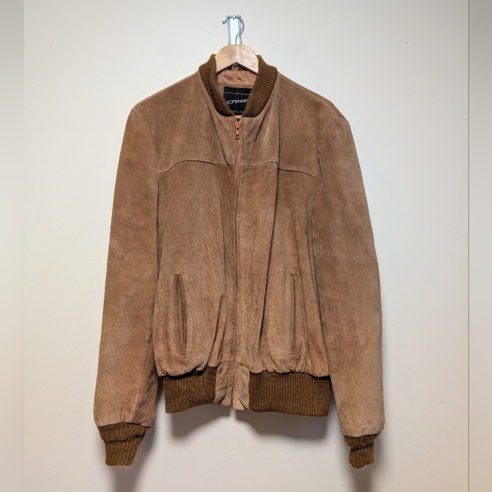 Vintage JCPenney Men’s Suede Bomber Jacket Brown 44 Tall